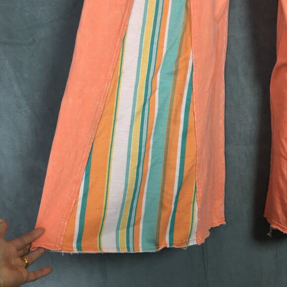 J.Her USA Womens Mineral Washed Wide Leg Pant Orange Patchwork Boho Preppy Sz S - Picture 16 of 16
